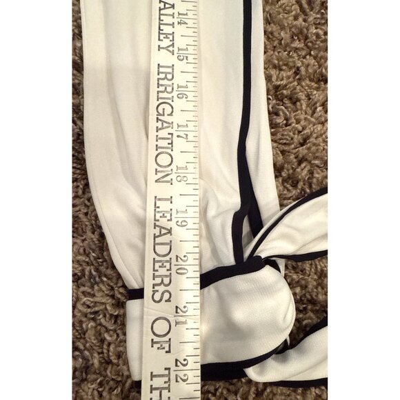 NTW Anne Taylor Elegant White V-Neck Blouse & Black Trim Large Light Academia - Picture 13 of 13